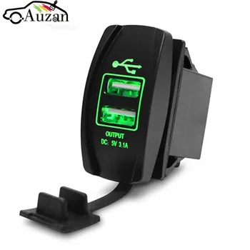 

12/24V Dual USB Socket Car Charger Power Adapter 3.1A 5V Output With 4 Color LED Light For All Phone For Toyota/Skoda/VW/Audi