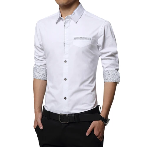 Buy Men Dress Shirts Long Sleeve Cotton White Business