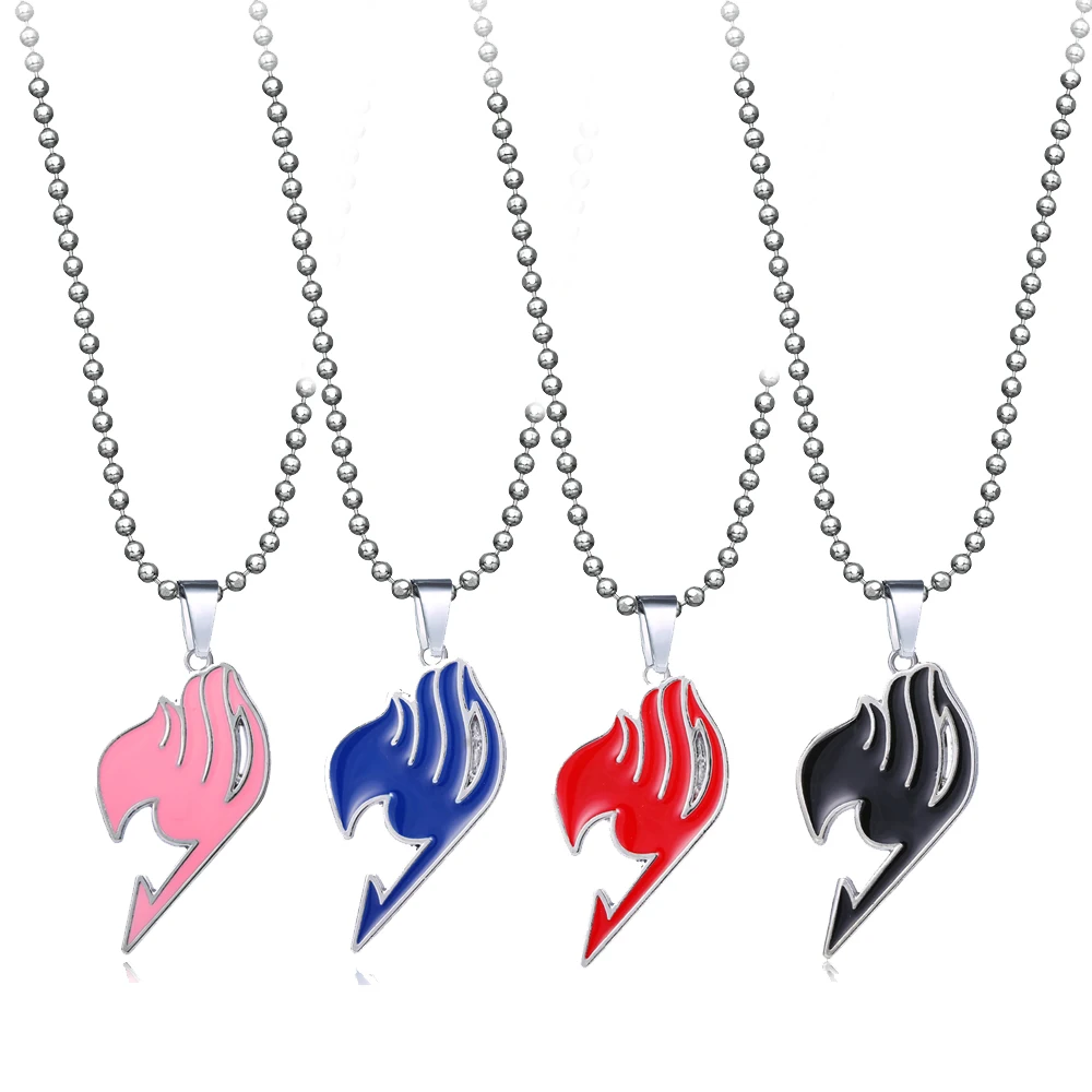 Anime Fairy Tail Necklace Men Metal Cartoon Choker Necklace Women Fashion Jewelry Bead Chain kolye collares