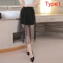 Богемная пляжная фатиновая длинная Асимметричная юбка для лета, черная сетчатая прозрачная юбка, юбка на талии, Женская длинная 7 видов стилей