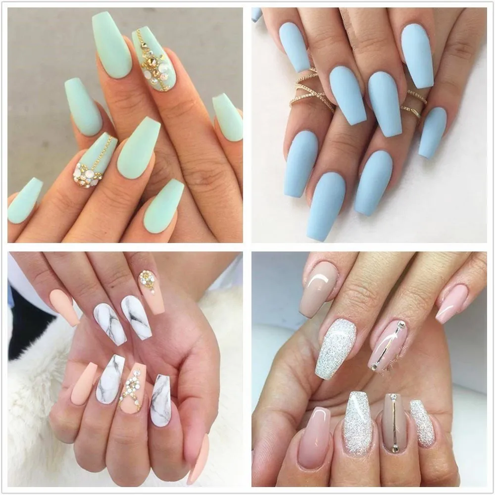 Dicas da Arte do Prego Makartt Bailarina Prego Dicas Caixão Unhas Falsas Claro Natural 500 Pçs Capa Completa Manicure 10 Pacotes 10 High Quality Beleza e saúde