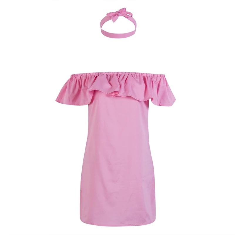 

2018 Family Mother Daughter Matching Girl Ruffled Off Shoulder Dress Clothes Party Outfit Summer