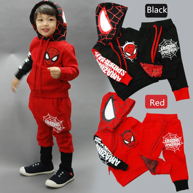 

2016 Amazing Spiderman Costume Children Summer Clothing Sets Two-Peice Suit Tracksuits For Boys Spider Man Costume Kids Clothes