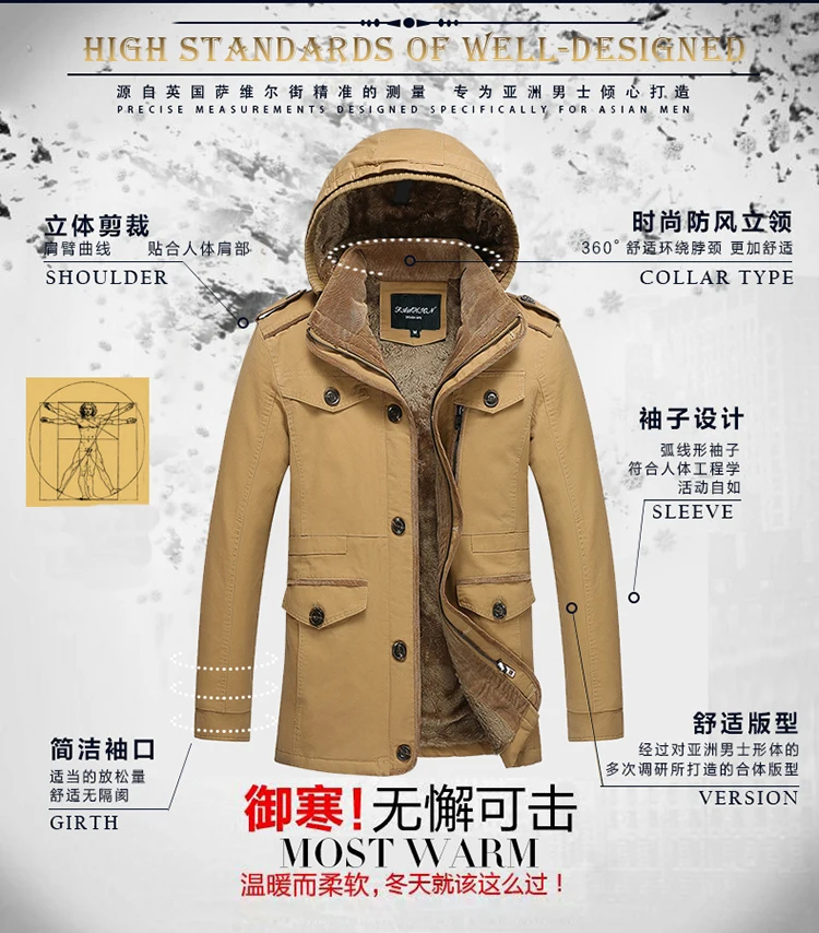 Зимняя куртка Для мужчин бархат пиджаки флис толстый теплый хлопковое длинное пальто длинные ветрозащитная парка Для мужчин брендовая