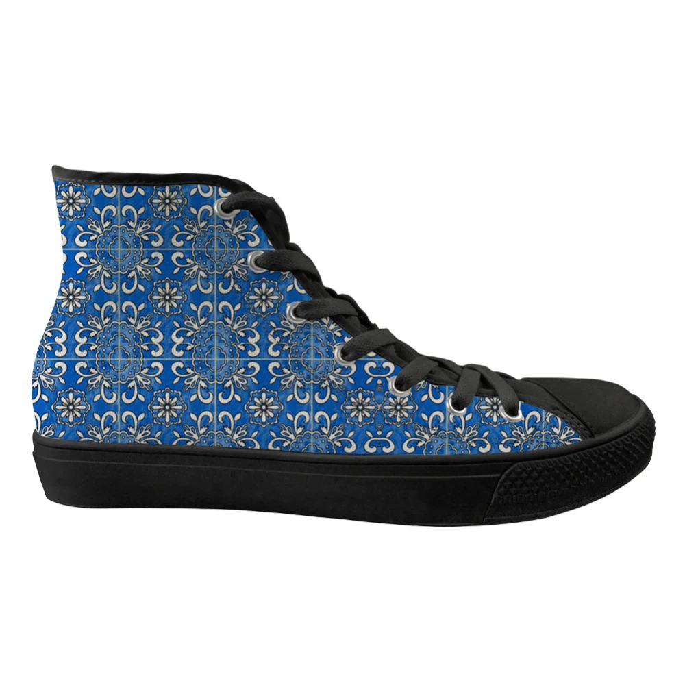 

Customized Men's Vulcanize Shoes Spring High Top Canvas Shoes for Male Cartoon Spanish Tile Printed Man Leisure Sneakers Shoes