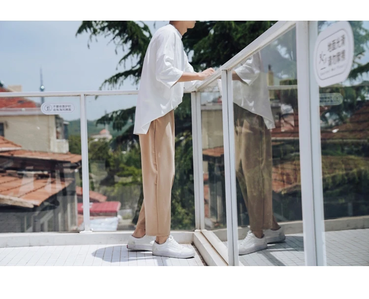 Male Pants Japanese-style Hip Hop Casual Youth Man Casual Ankle-Length Pants Solid Loose Straight Sports