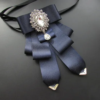 

European Men Bow Tie groom's Clothing Accessories Tie's for men Solid Color Shirt Neck Tie Bowknot diamond decor wedding gift