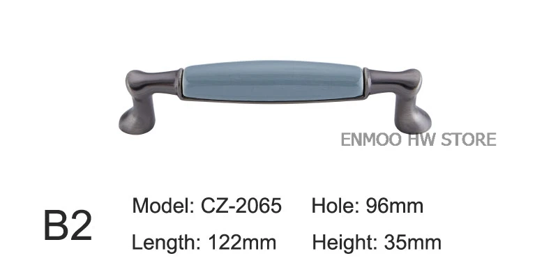 Синяя дымка/керамические ручки для ящиков, антикварные кухонные ручки, винтажные ручки и ручки для шкафов, металлические мебельные ручки - Цвет: B2-96