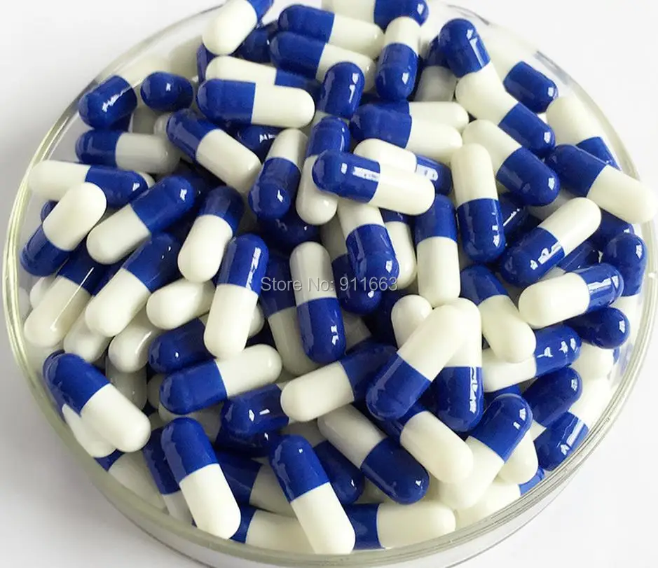 

3# 250pcs! Royablue-White colored empty capsules,Hard Gelatin Empty Capsules size 3! (seperated or closed empty capsules)