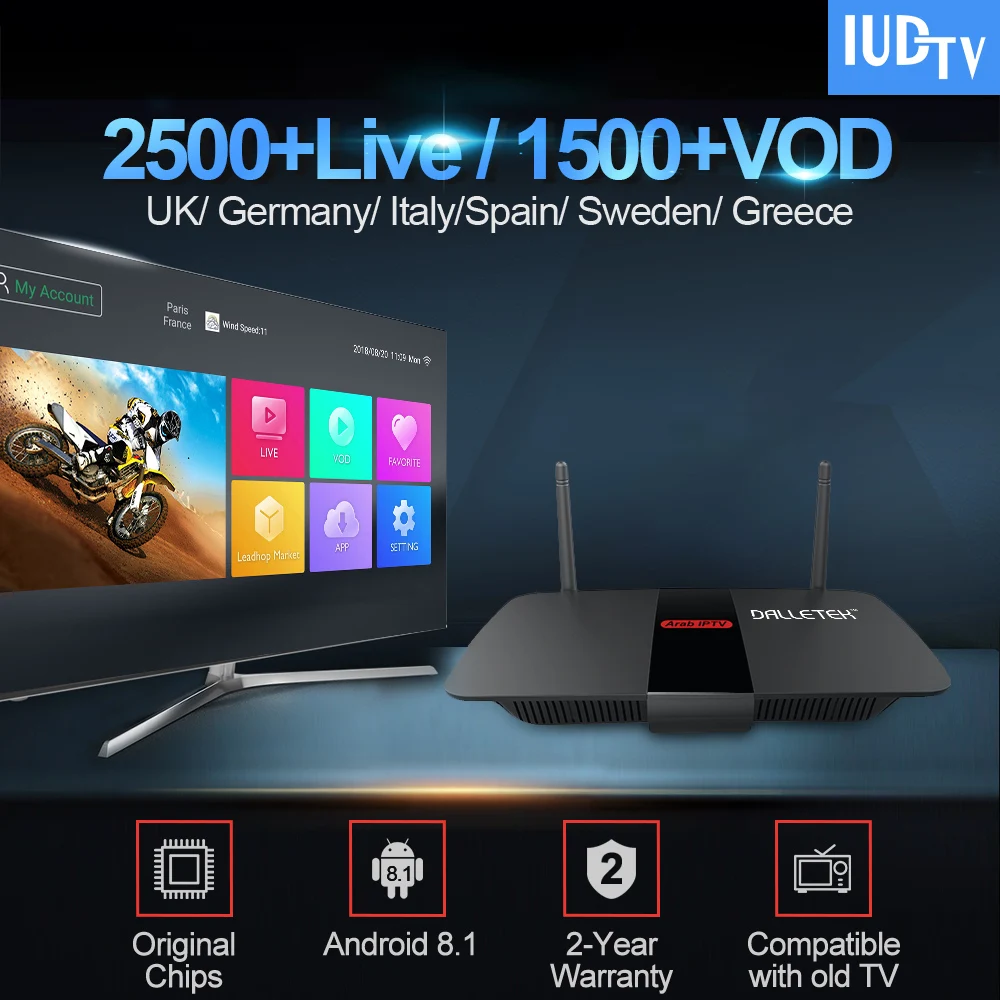 

Spain Iptv Subscription R1 Android 8.1 Tv Box 1G/2G 8G/16G With 1 Year IUDTV Account Iptv Sweden UK Italy Greece Germany IP TV
