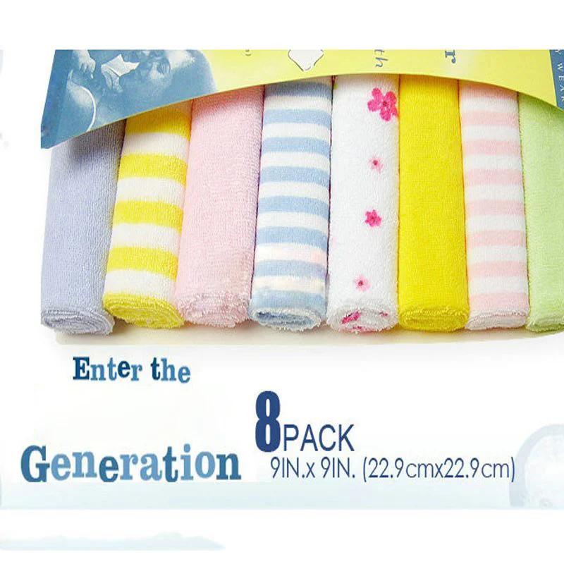 Pack Baby Gesicht Hand Handtücher Baumwolle Wischen Wäsche Tuch WH Soft 8Pcs 