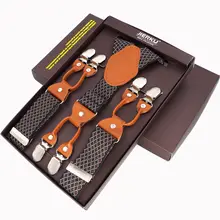 Мужские подтяжки, модные подтяжки, повседневные брюки, подтяжки, 6 зажимов, штаны, ремень, регулируемый эластичный, ligas Tirantes