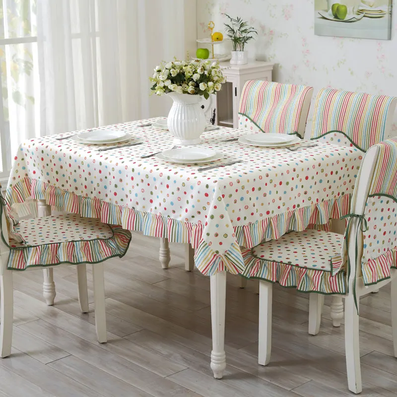 

Colorful Dot Stripe Table Cloth For Home Decor Wedding Table Cover 9 Pcs/Set Quality Hotel Tablecloth Tableclothes 130*180cm