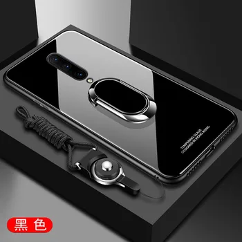 

For OnePlus 7 Pro Case Hard Tempered Glass With Stand Ring Magnet Protective Back Cover Case for one plus 7 pro full cover shell