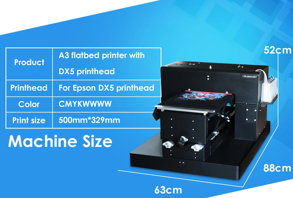 8 цветов A3 планшет размера Футболка с принтом планшетный принтер для ткани для футболка печатная машина с DX5 печатающая головка