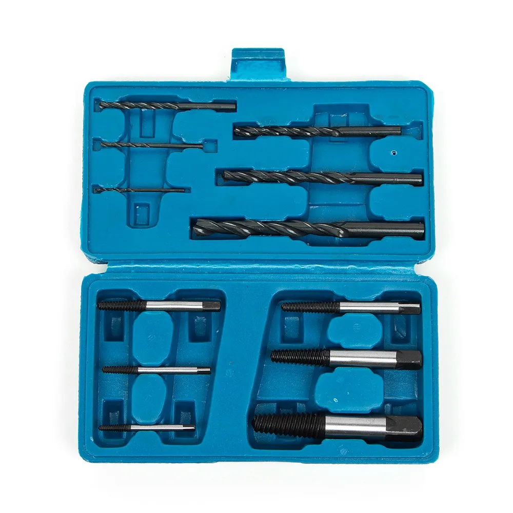 12Pcs Steel Broken Damaged Nut Screw Extractor Drill Bit Guide Set With