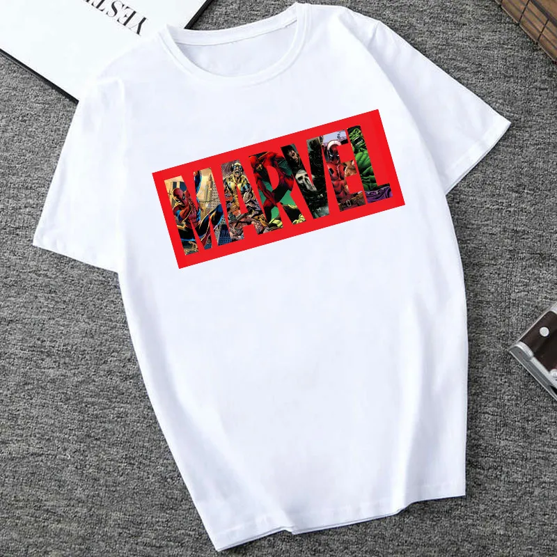 SexeMara Marvel Letter Print t-shirt Fashion Harajuku graphic tees women Casual O Neck Plus size t shirt femme Cool Streetware - Цвет: XWT0318