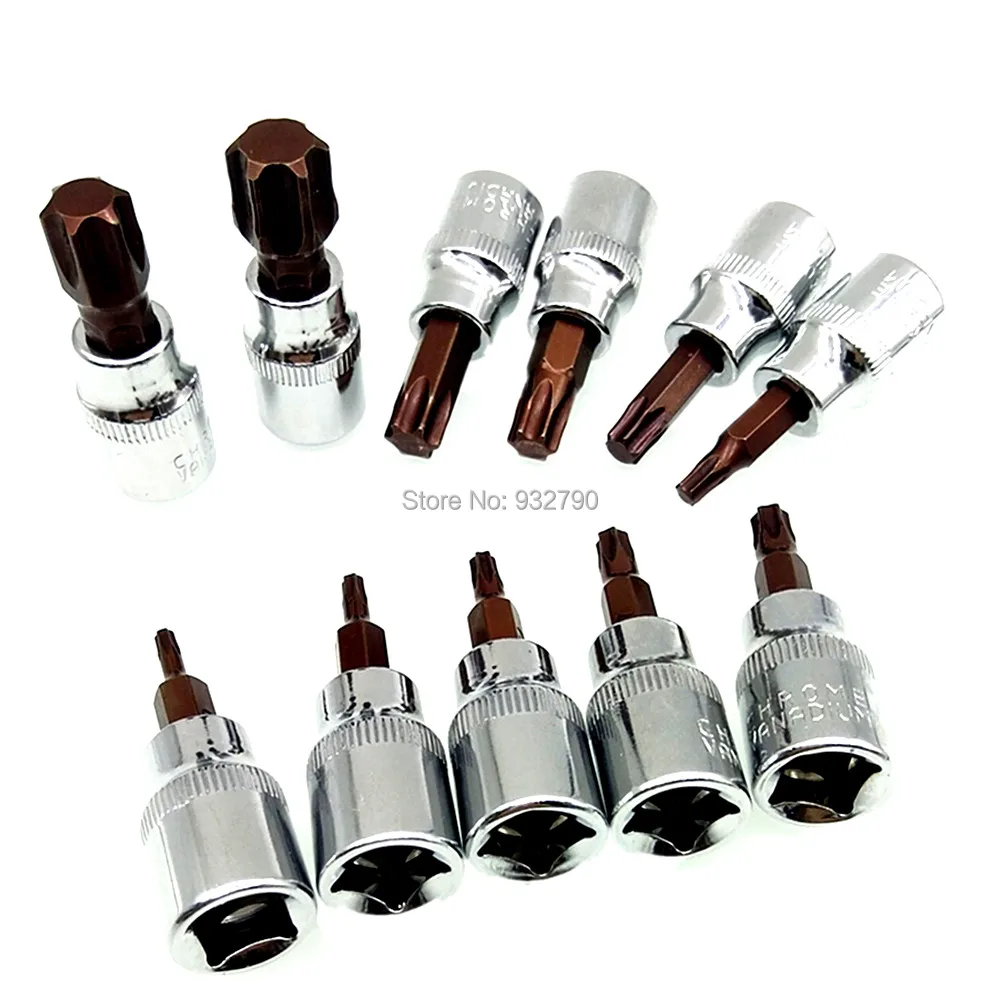

11pc 3/8" Dr 47mm Long Tamper Proof Torx Bit Socket T10 T15 T20 T25 T27 T30 T40 T45 T50 T55 T60 Torx Star Screwdriver Bit Socket