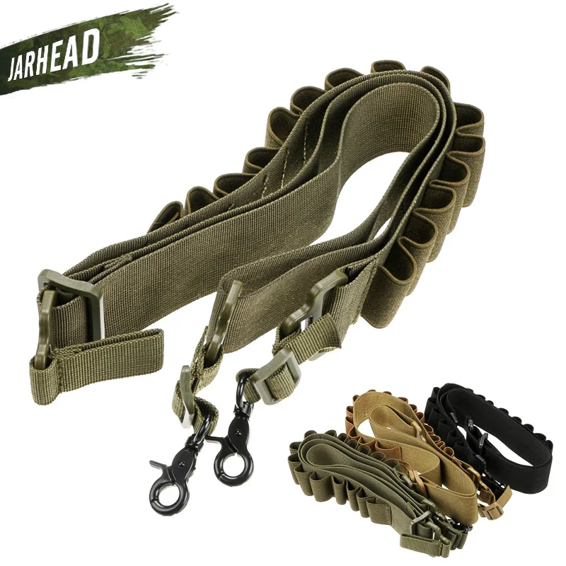 

Tactical Two 2 Point Rifle Shotgun Gun Sling 15 Shell Ammo Holder Bandolier 12Ga 20Ga 1000D Nylon Strap