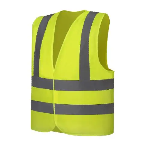 polyester high visibility fluo yellow and orange reflective safety vest