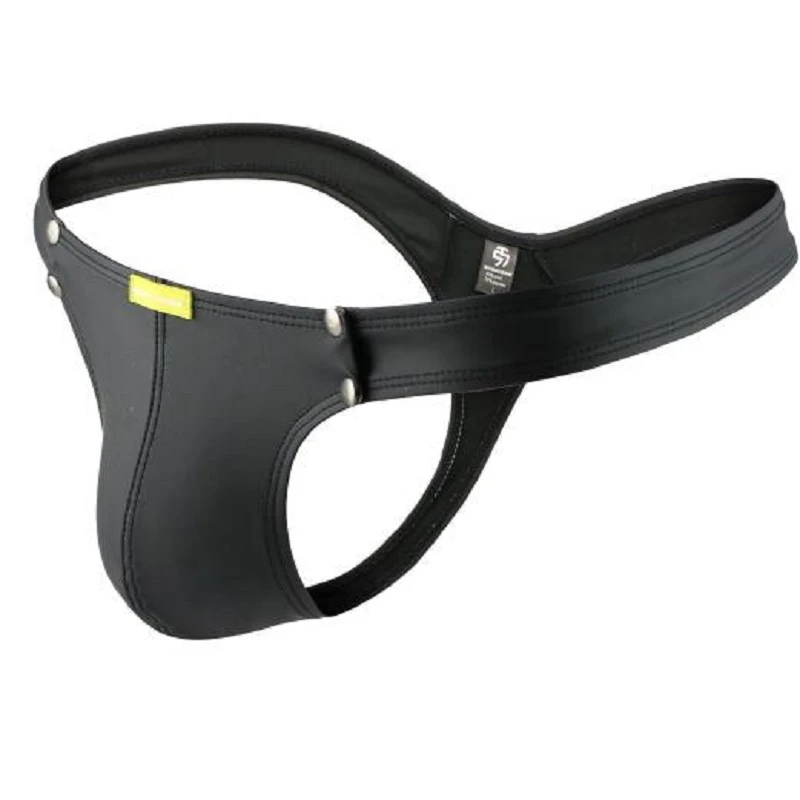 Mens Elastic Pu Leather Removal Rivet Thongs Lingerie Underwear Sexy G