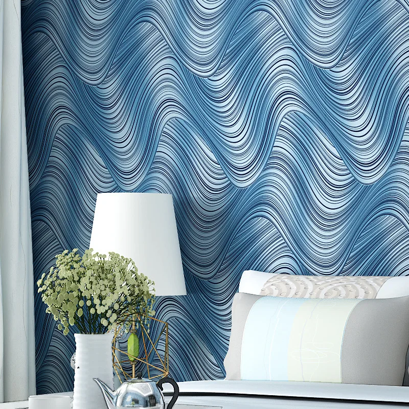 beibehang Non-woven wallpaper roll modern minimalist wavy stripes abstract wallpaper wall 3d wallpaper home decoration Mural 3D