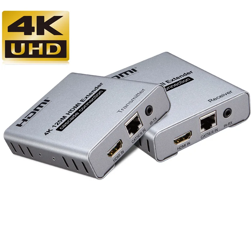 

4K HDMI extender with IR over cat5e/6 up to 120M Cascade connection one TX to N RX supported