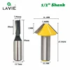 LAVIE 2pcs 12mm 1/2 Carbide Tenon Cutting Bits Knife Flat-bottomed V Shape Milling Cutters Router Bit for Wood Door Window 027 ► Photo 2/5