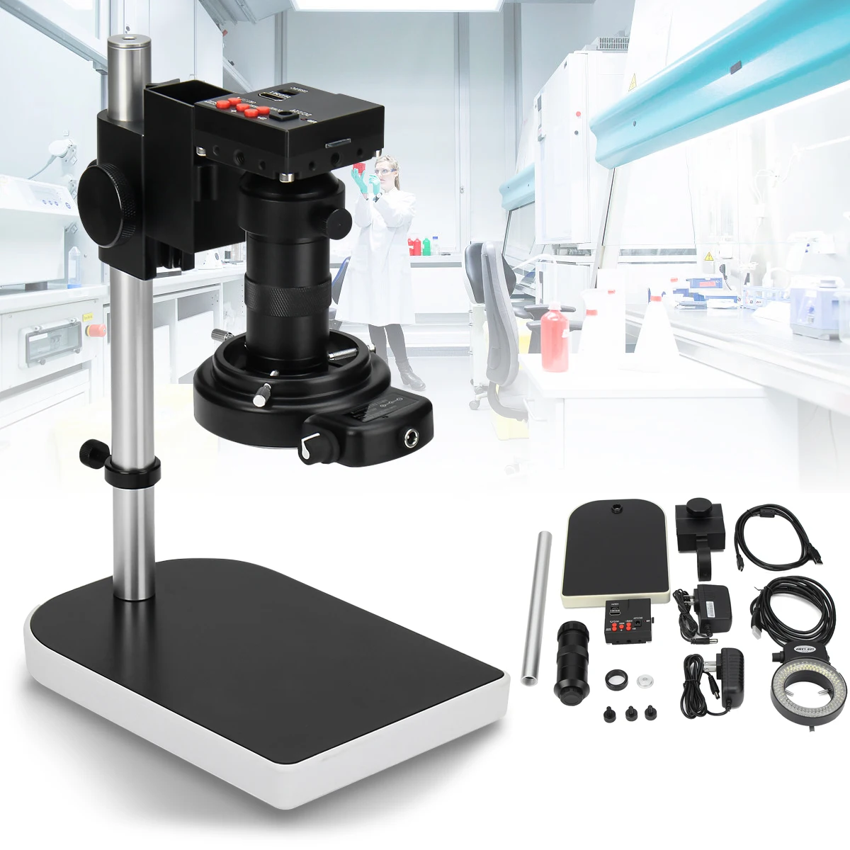 Jiguoor HDMI Digital Microscope Industryt Camera Video Zoom Lens Set
