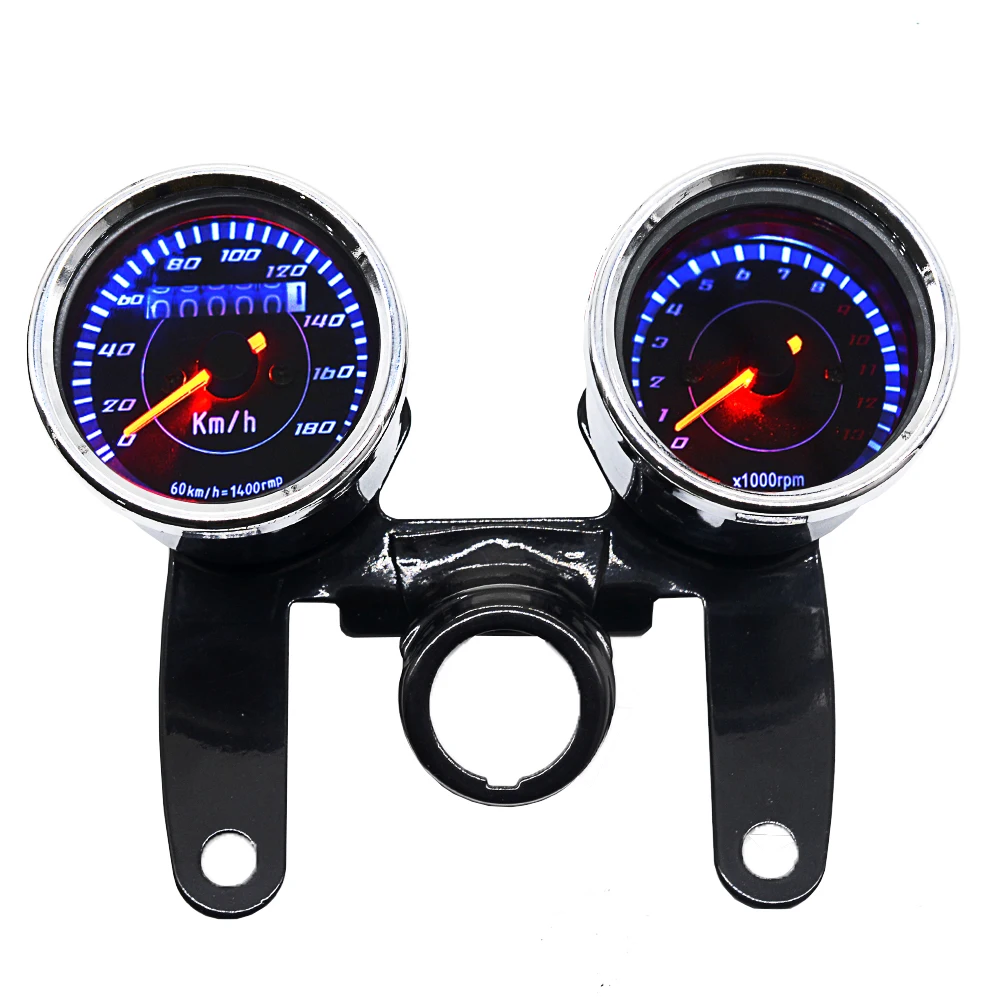 2 in 1 Motorcycle Odometer Speedometer Tachometer Speed Meter 12V