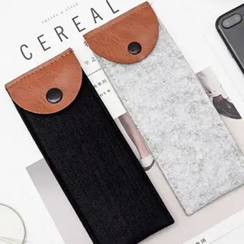 

Simple Solid Color Felt Pencil Case School Office Supplies Cute Pen Case Student Stationery Pencil Case Glasses Bag