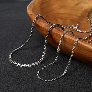 

925 sterling silver jewellery vintage fashion necklace for women and men personality 2-3mm wide thin eight figure necklace hain