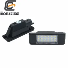 Luz branca da placa de licença traseira do carro, 2 peças, led, para peugeot 106 1007 207 307 308 3008 806 citroen c2 c3 c4 c5 c6 ds3