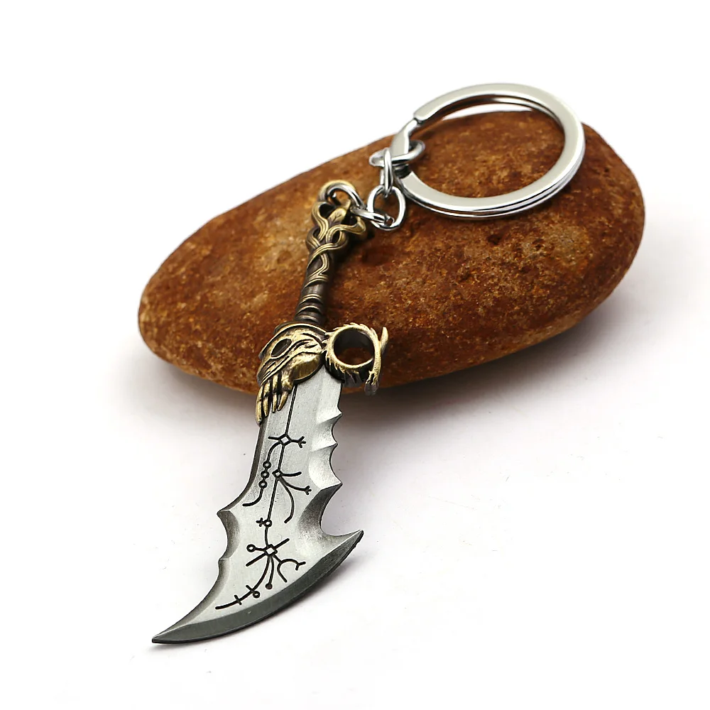 

God Of War 4 Keychain Kratos Blades of Chaos New Luxury Key Chains Sword Weapons Model Pendant Keyring for Men Jewelry