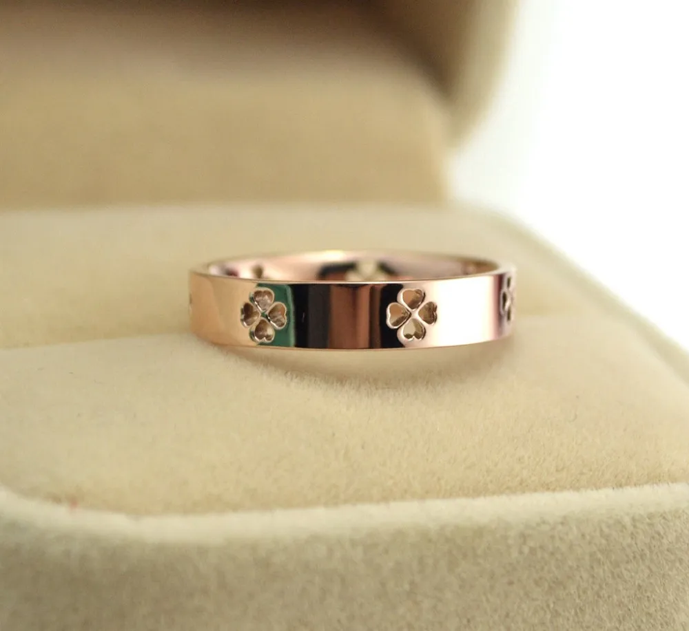 Новое горячее предложение 316 титановое стальное кольцо Lucky grass полое кольцо 14KGP Обручальное Кольцо женское кольцо на кастет