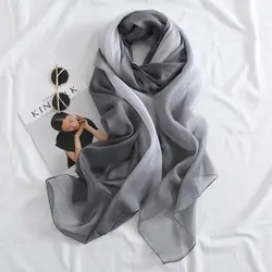 2018 новый шарф разнообразие морщин шелковый шарф дамы сезон весна-лето градиент шаль корейский пляж шарф