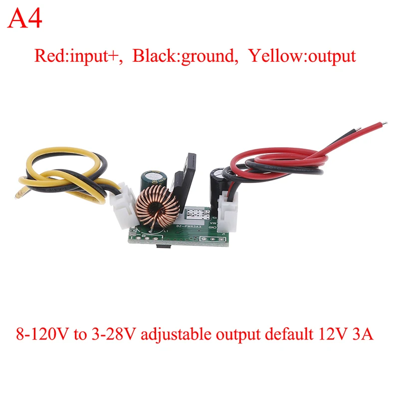 DC-DC понижающий преобразователь 120 в 96 в 84 в 72 в 60 в 48 в 36 В до 5 в 12 В 24 В USB питание с кабелем - Цвет: A4