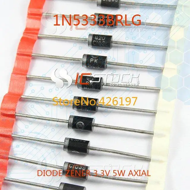 Free Shipping 1N5333BRLG DIODE ZENER 3.3V 5W AXIAL 1N5333 1N5333B 30PCS