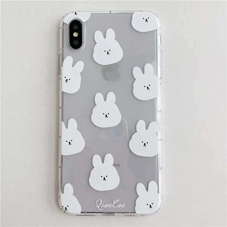 Niceking для iPhone 6, 6s, 7, 8 Plus, X, XR, XS Max, чехол с милым мультяшным медведем, Кроликом, мягкий ТПУ чехол для телефона, для iPhone 11 Pro, Max, чехол - Цвет: 1