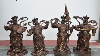 

S4435 20"Chinese folk myth Bronze Four Heavenly Kings 4 God warrior buddha statue set