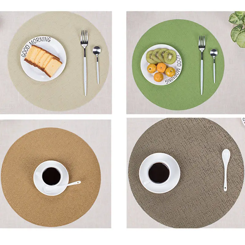 

35CM Fashion Table Mat Solid Color Circular Non-Slip Placemat Waterproof Heat Insulation Pads For Kitchen Bowl Plate Cup LXY9