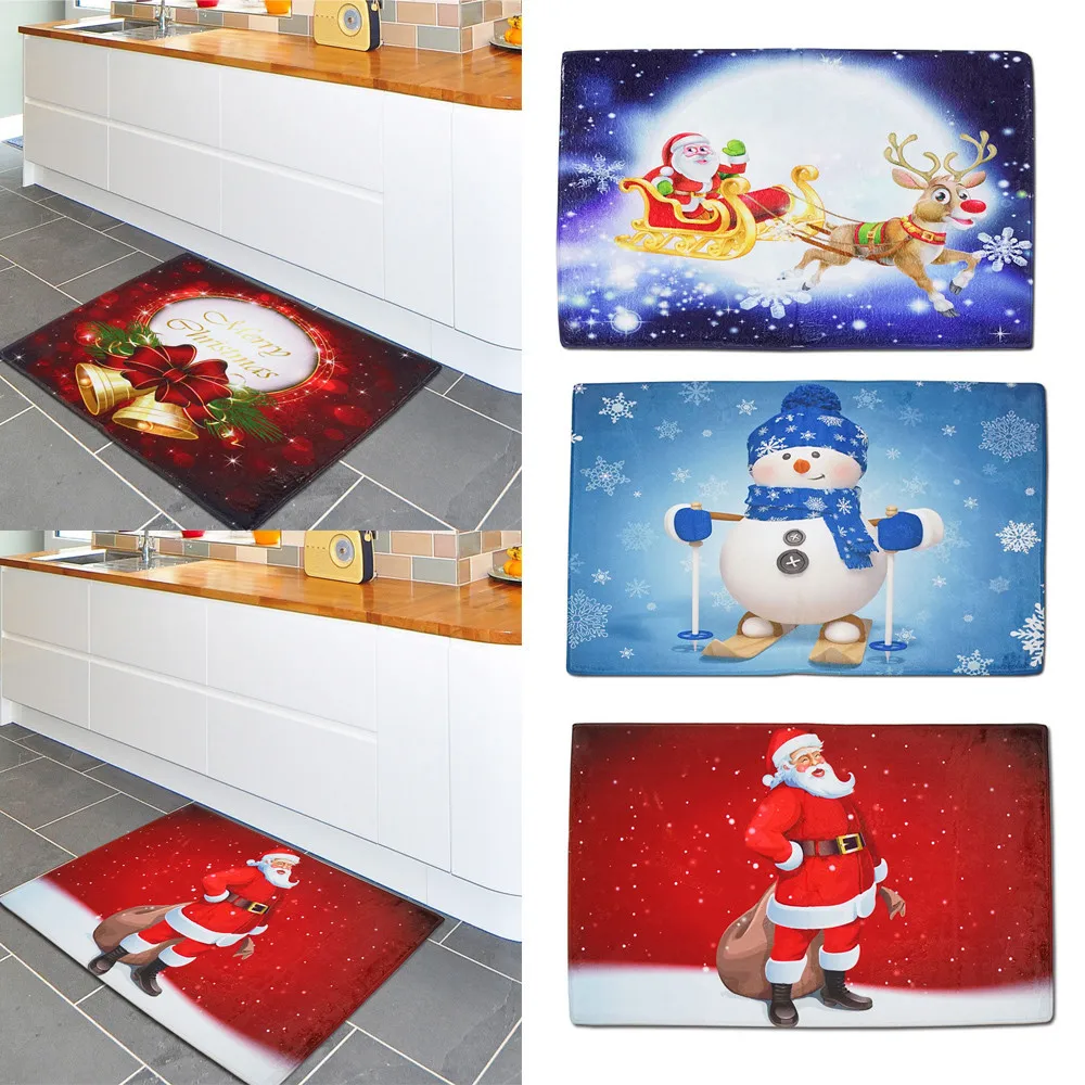

60x90cm Christmas Carpet mat Floor Kitchen Door Bathroom Mat Indoor Bathtub Carpet Doormats Decoration #25