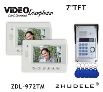 

ZHUDELE Video Record / Photograph 7" Wired Video Door Phone Doorbell Home Security Intercom System RFID IR Camera Waterproof Cov