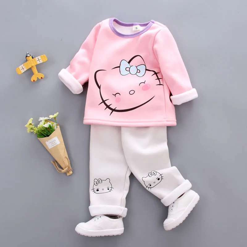 

DapChild Children's Clothing Sets For Girls Kids Outfit Winter Baby Girl Suit Set Cat Tops With Trousers Long Sleeve Sport Suits