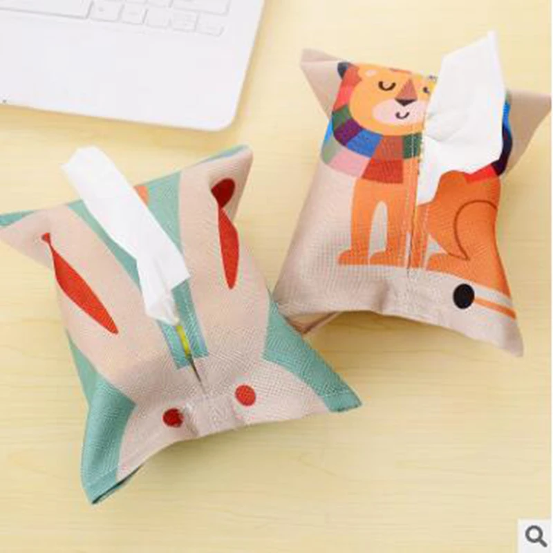 

1pc Cute Paper Towel Napkin Case Pouch Cartoon Animal Pattern Napkin Holder Home Car Tissue Box For Home Decoration Servilletero