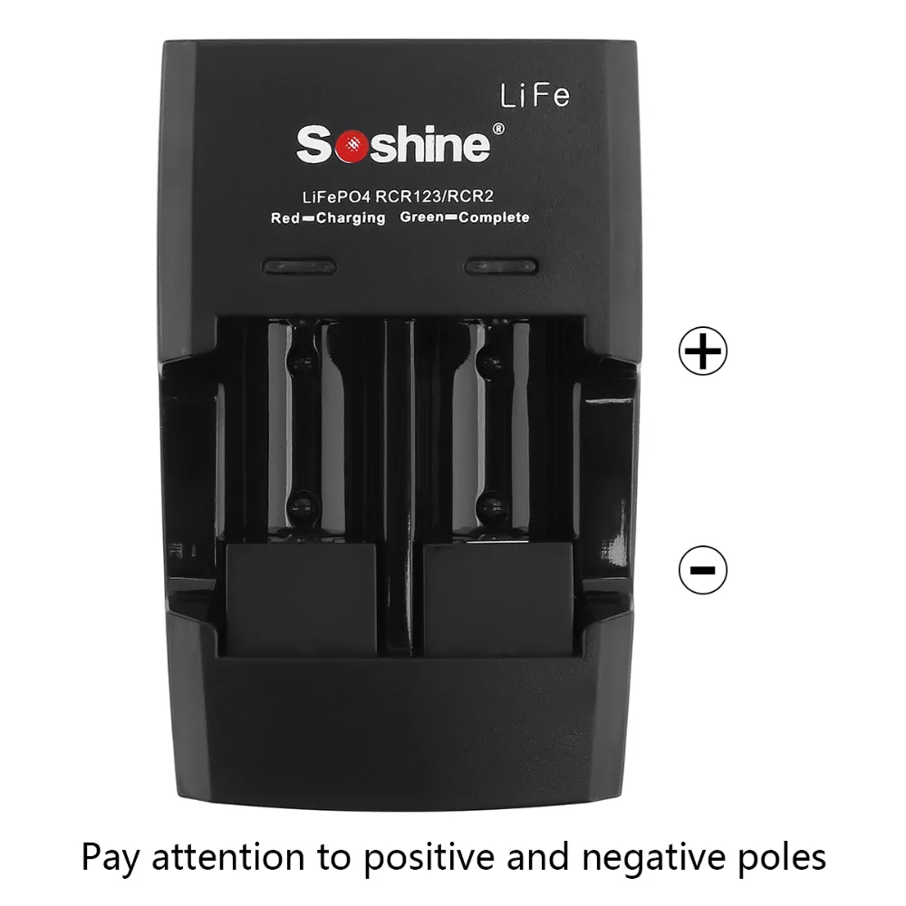 Зарядное устройство для литиевых батарей Soshine S5 2 слота RCR 123 CR2 16340 17355 входное