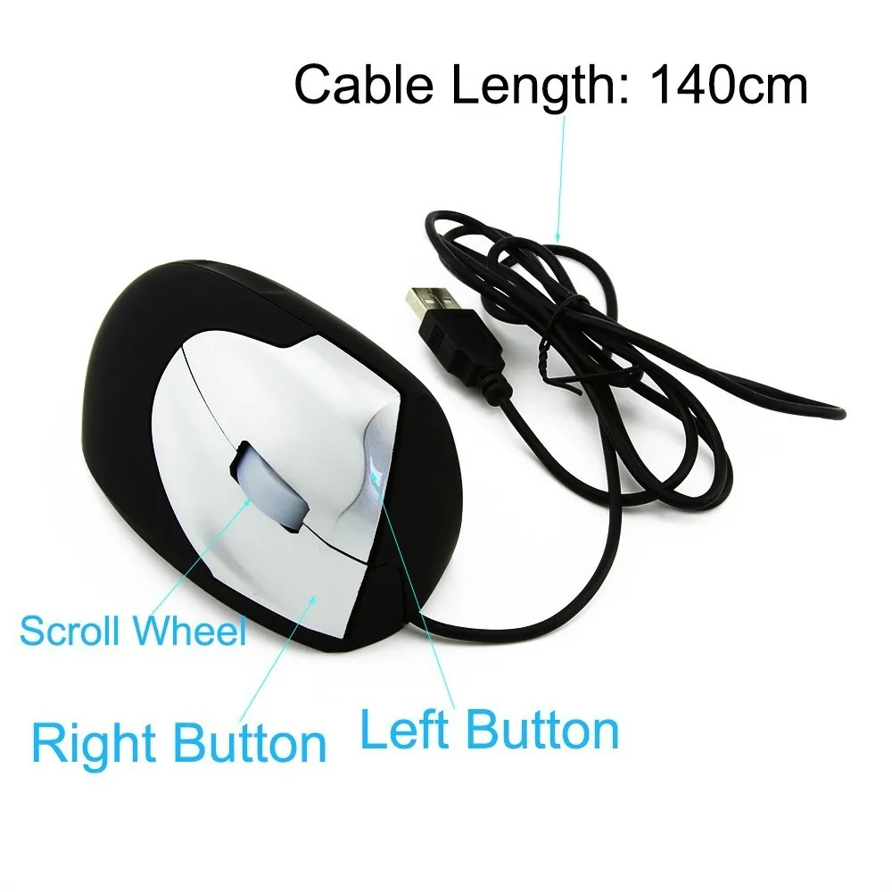 CHYI, Проводная вертикальная мышь, эргономичная, 1200 dpi, USB кабель, 3D подключение, кнопка, правая рука, оптическая вертикальная подставка для запястья, Мыши для ПК, ноутбука