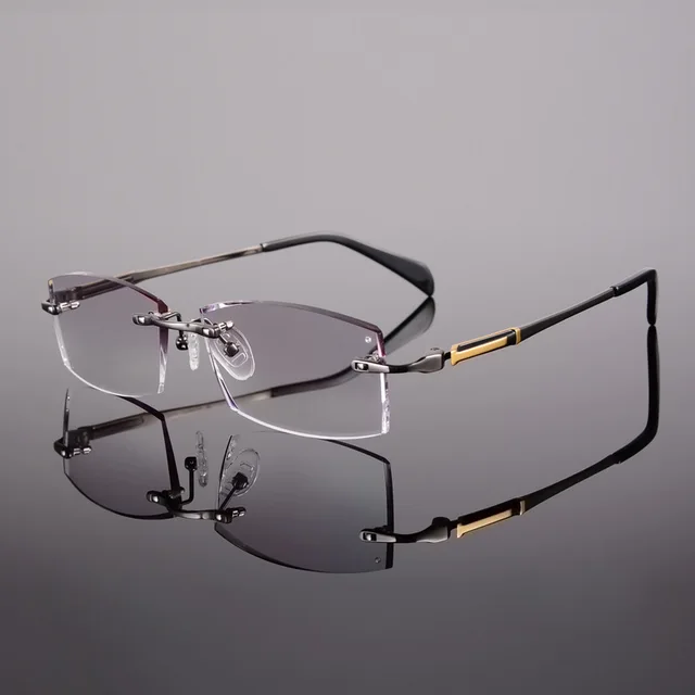Buy Titanium Rimless Eyeglasses Man Luxury Glasses