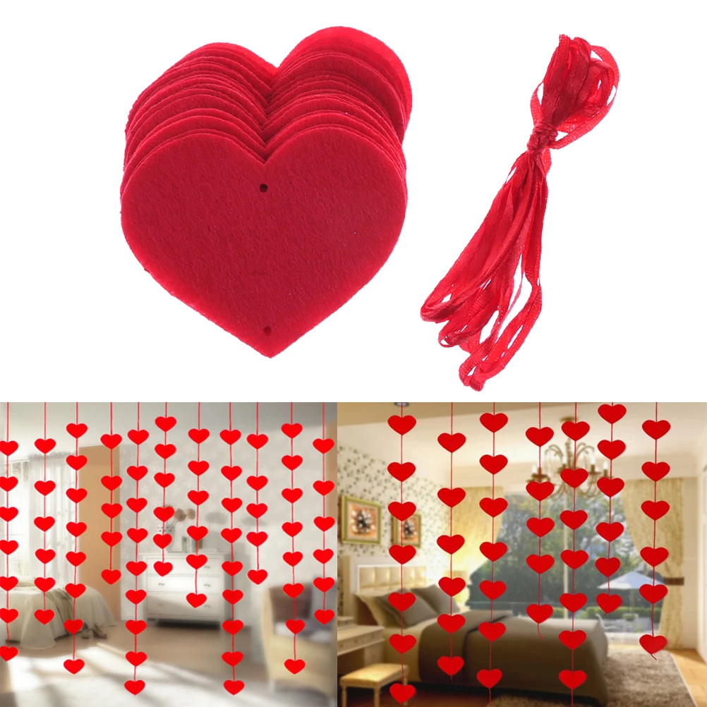 

18 Hearts 3m Romantic Wedding Decoration Marriage Room Layout DIY Non-woven Garland Creative Love Heart Curtain Wedding Supplies