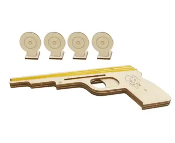 

Bullet Rubber Band Launcher Wooden Gun Hand Pistol Guns Shooting Toy Boys Outdoor Fun Sports DIY Toy Model Accessories